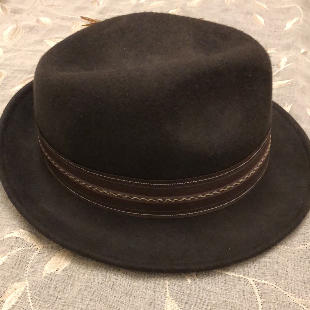 Stacy Adams 100% Wool CHOCOLATE Fedora Hat MEDIUM - Picture 3 of 13